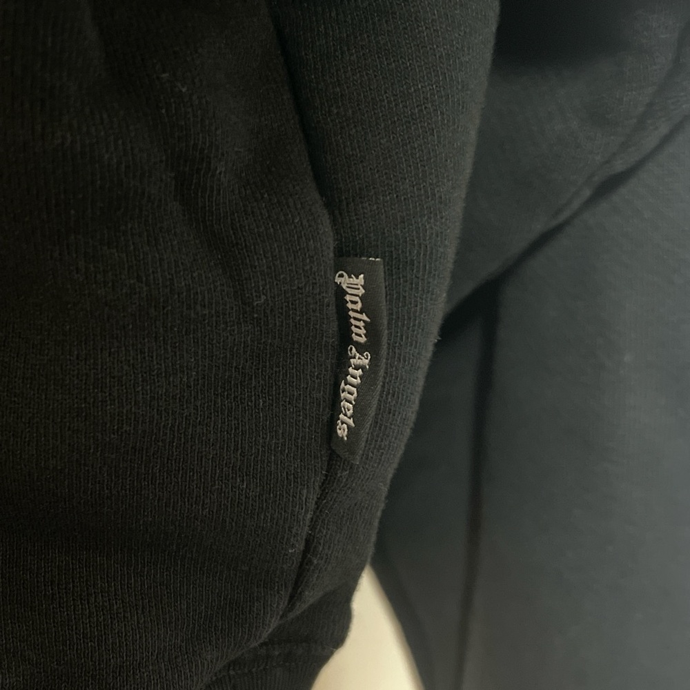 Palm Angels Black Hoodie with White Drawstrings - Picture 7 of 8